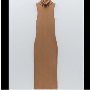 Zara taupe MIDI turtleneck dress